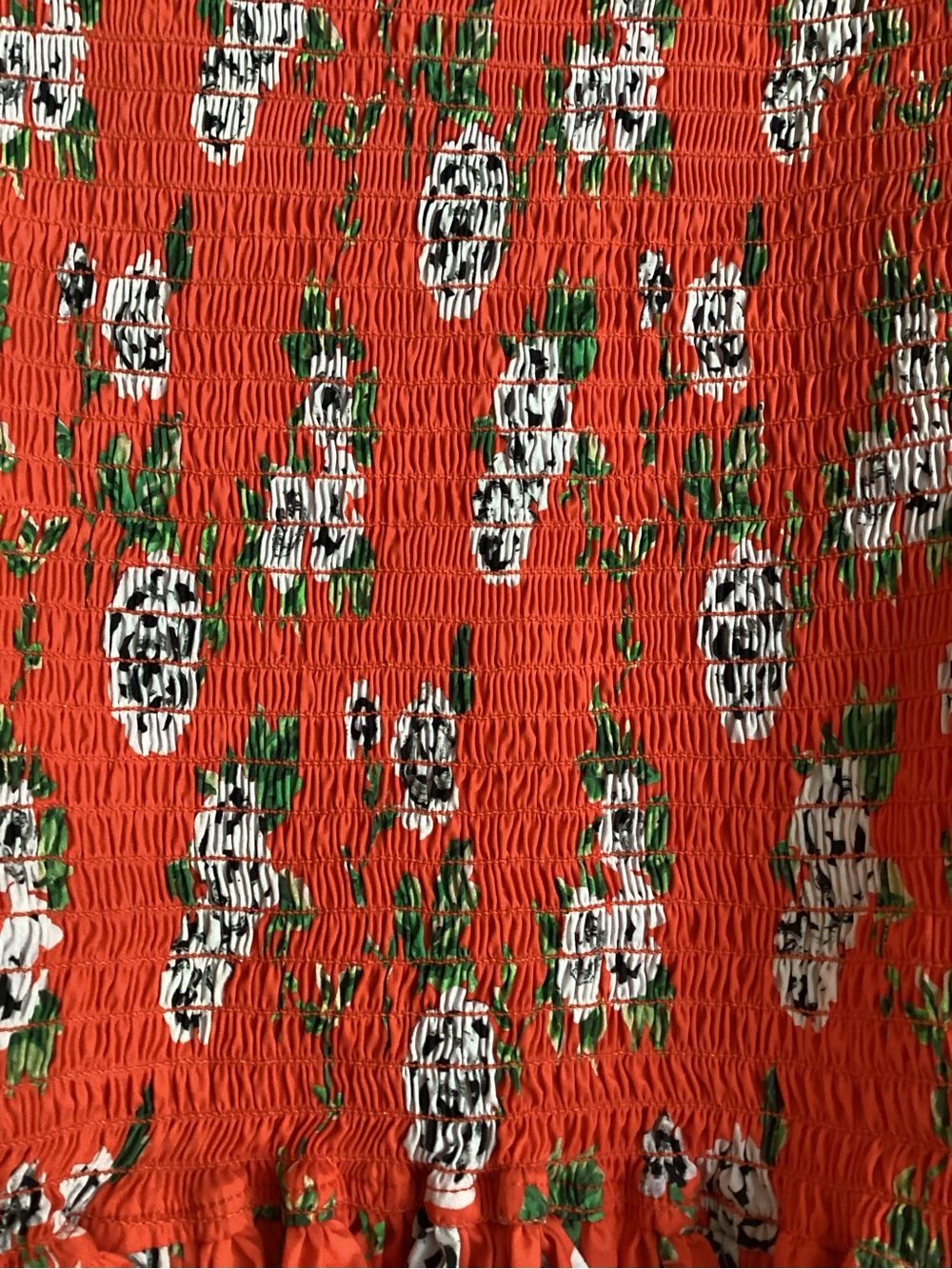 Caroline Constas Floral Print Top Small Smocked Peplum Blouse Red Orange - Picture 7 of 14